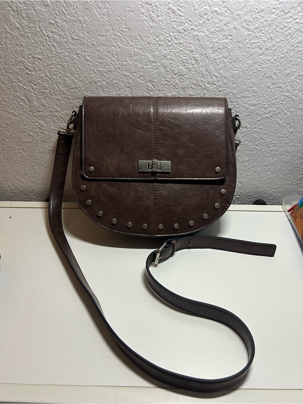 Steve Madden Brown Studded Crossbody Bag